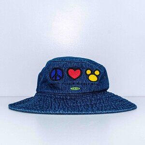 VTG 90s Disney Mickey Mouse Denim Bucket Hat Peace Love Embroidered Y2K Hat